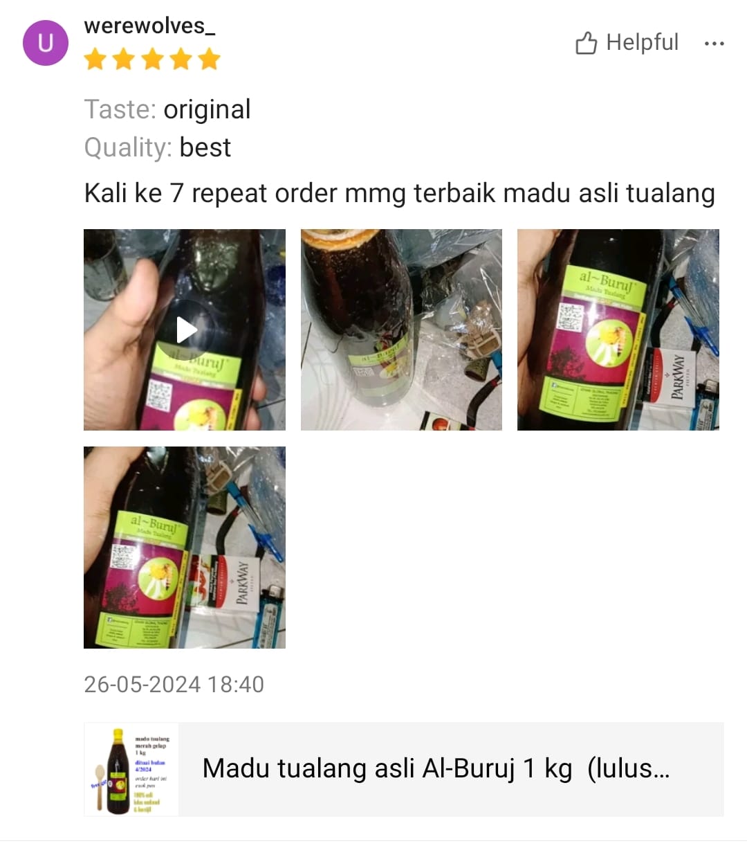 Madu Tualang Asli Gelap AL BURUJ 1 kg
