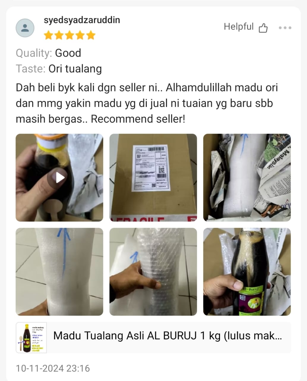 Madu Tualang Asli Gelap AL BURUJ 1 kg
