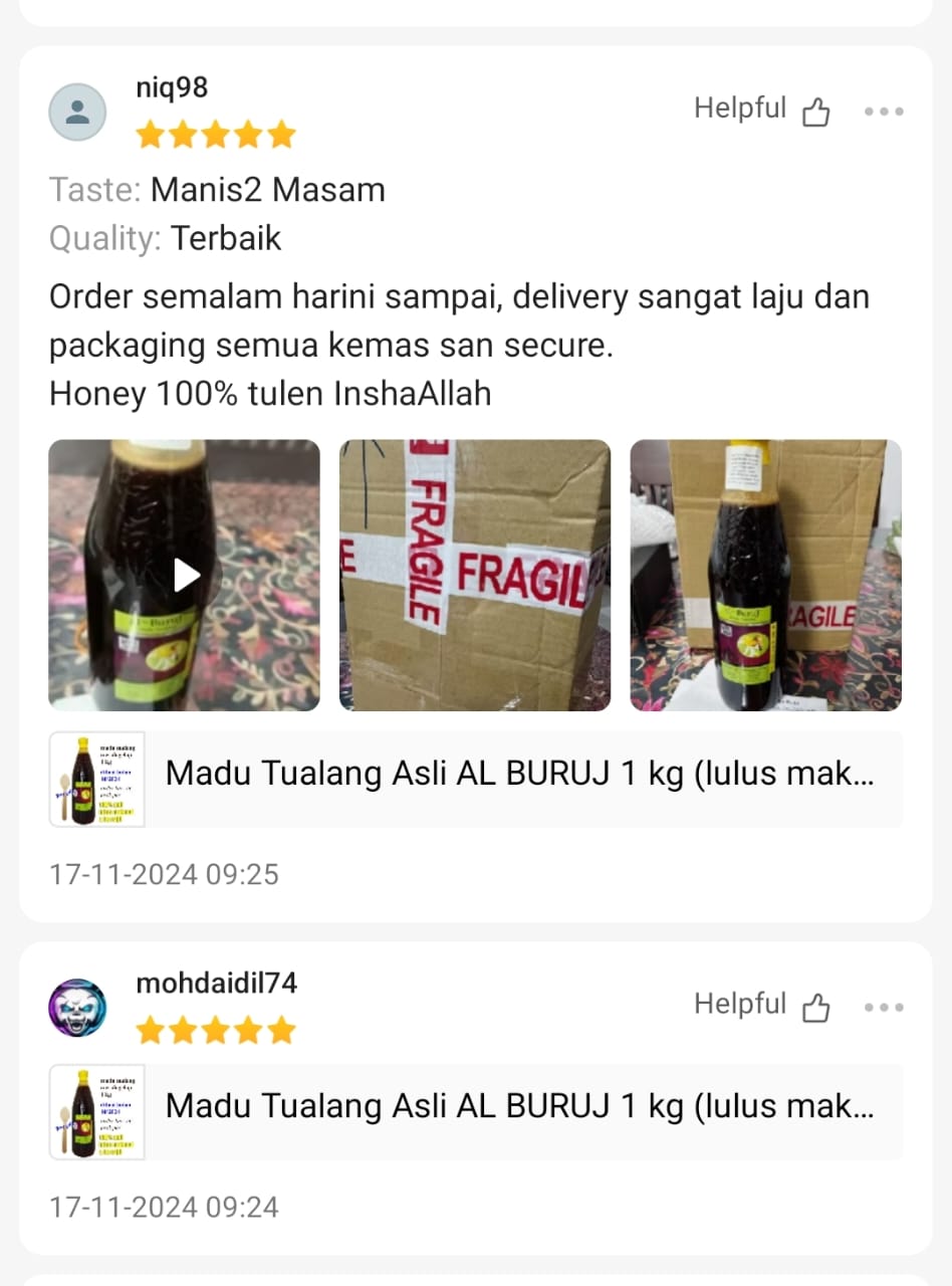 Madu Tualang Asli Gelap AL BURUJ 1 kg
